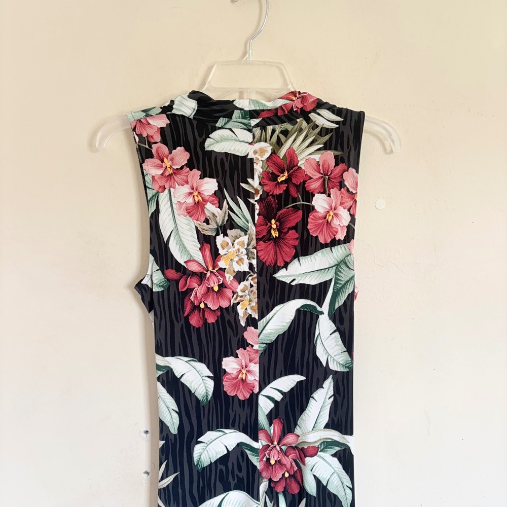 Tommy Bahama Hibiscus Tropical Floral Sleeveless Maxi Dress Small Black - Picture 13 of 16